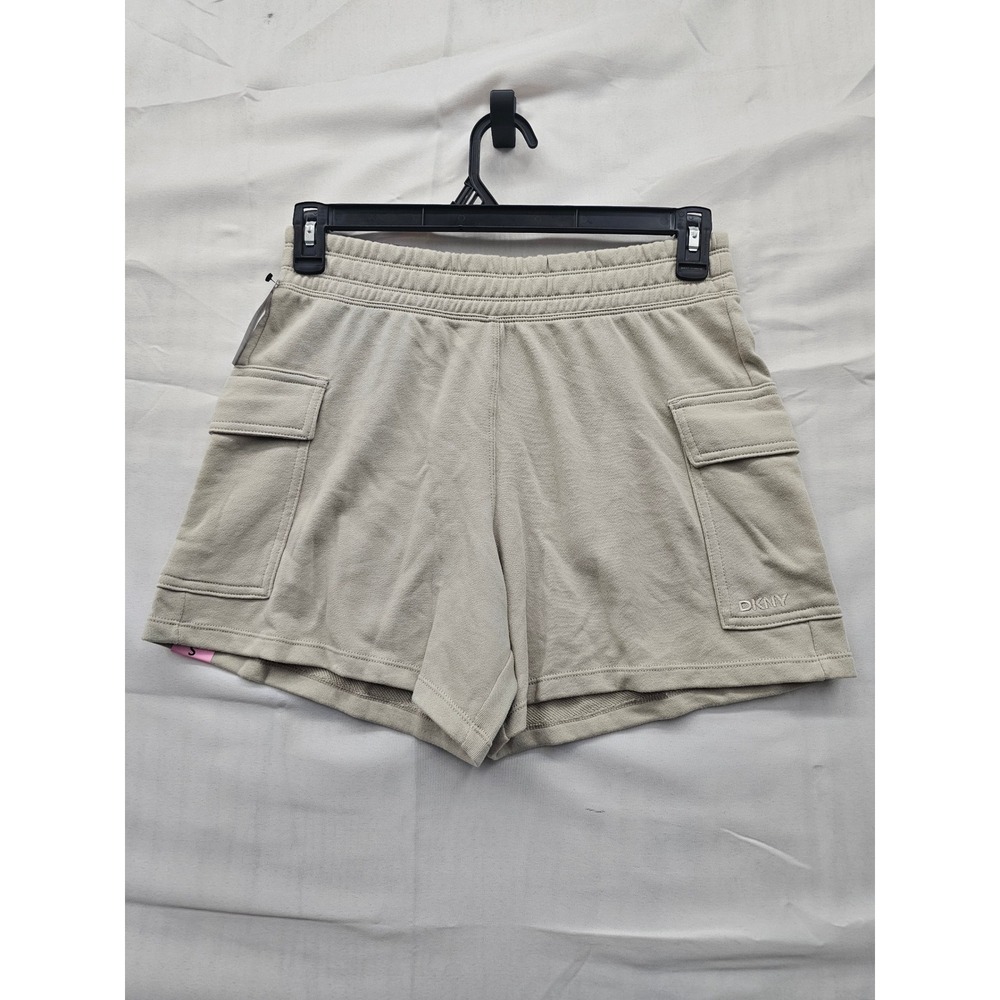 DKNY Womens Cargo Athletic Shorts Tan Cotton Blend Casual Workout Size Small